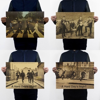 bestprice1920 โปสเตอร์ตกแต่งผนัง ลายวง The Beatles สไตล์วินเทจ