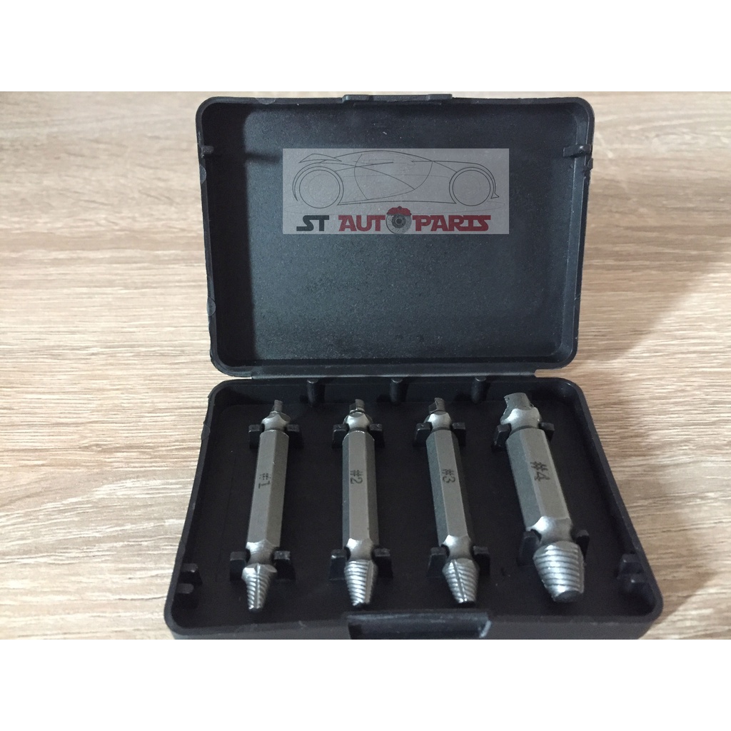 ดอกถอนเกลียวเสีย ชุดดอกถอดเกลียวหัวน็อตเสีย  ดอกถอนสกรู ดอกถอดสกรู ดอกถอดเกลียวเสีย ดอกถอดเกลียวหัวน๊อตรูด 4 ชิ้น