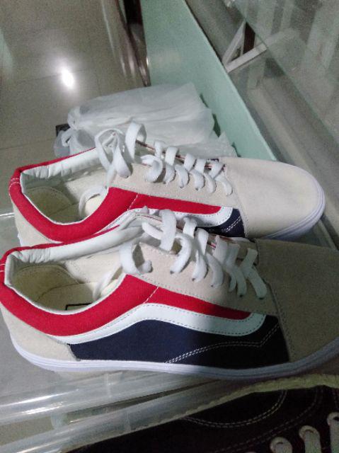 vans old skool red blue white