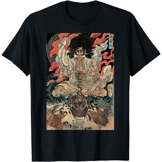 ผ้าฝ้ายคอกลมเสื้อยืด พิมพ์ลายงู Tengu Gods Defeat The Evil สไตล์ญี่ปุ่น วินเทจfrom S-4XL