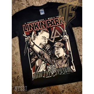 ผ้าฝ้าย 100% 37 Linkin Park ROCK เสื้อยืด เสื้อวง เสื้อดำ สกรีนลายอย่างดี ผ้าหนานุ่ม ไม่หดไม่ย้วย  T SHIRT S M L X