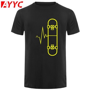 เสื้อยืดลําลอง แขนสั้น พิมพ์ลาย Heartbeat Live To Skateboard สําหรับผู้ชายS-5XL