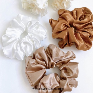 พร้อมส่ง ยางรัดผมผ้าซาติน XXL Plain Satin Scrunchie#WD204