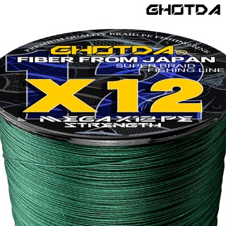 สายเบ็ดตกปลา Ghotda X12 PE 100 เมตร แข็งแรง ไม่กัด เรียบลื่น สไตล์ญี่ปุ่น