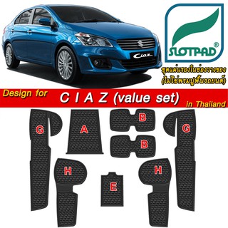 SLOTPAD ยางรองแก้ว SUZUKI CIAZ 8pcs. ออกแบบเองจากรถเมืองไทยพวงมาลัยขวา แผ่นรองหลุม ยางรองหลุม แผ่นยางรองหลุม SLOT PAD