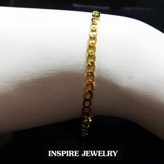 Inspire Jewelry สร้อยข้อมือลายเลตเล็กหน้า 4min ยาว 8นิ้ว gold plated