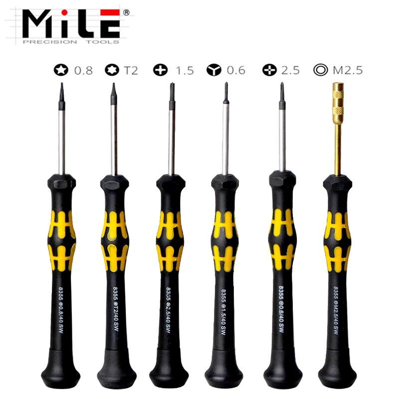 MILE 6in1 Precision Magnetic Screwdriver Set Cross Hex Pentalobe Y-Tip for iPhone11proMAX Opening Re