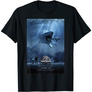 เสื้อยืดโอเวอร์ไซส์เสื้อยืด พิมพ์ลายโปสเตอร์ภาพยนตร์ Juric World Mosasaurus สําหรับผู้ชายS-3XL