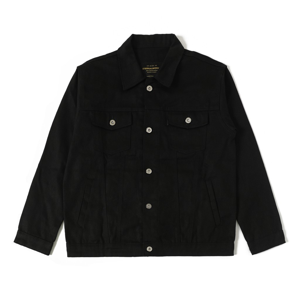 ETERNALWORKS - เสื้อแจ็คเก็ตยีนส์ Trucker Athena Super Black