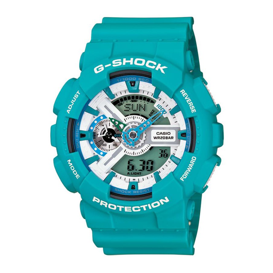 Casio G-Shock นาฬิกาข้อมือผู้ชาย สายเรซิ่น รุ่น GA-110SN-3A - สีฟ้าเทอร์คอยซ์