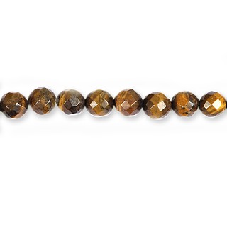 ลูกปัดหินแท้ ลักษณะเม็ดกลมเจี่ยรเหลี่ยม หินพลอยตาเสือ (Tiger Eye) 10 mm - (LZ-0058 สีน้ำตาล)