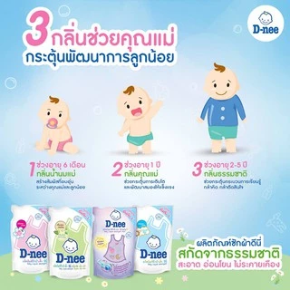 ยกลัง 6 ถุง น้ำยาซักผ้าเด็กดีนี่ ซักผ้าผสมปรับผ้านุ่มดีนี่ D-nee ถุงเปิดปิด1300 และ 1150 ml. ถุงใหญ่
