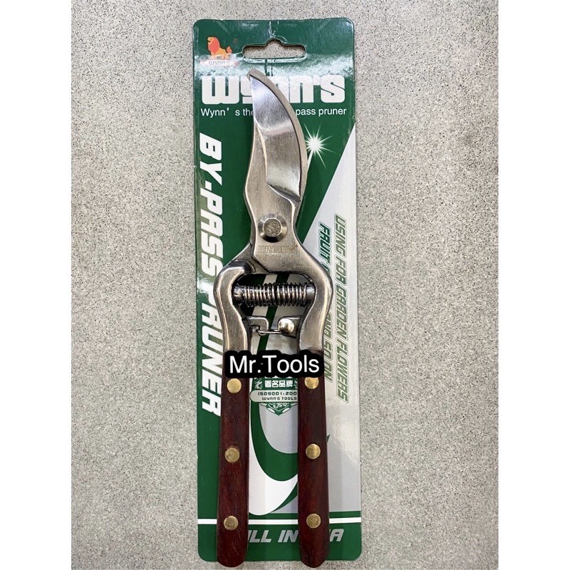 WYNN'S ด้ามไม้ กรรไกรตัดกิ่งไม้ กรรไกรสแตนเลส 8นิ้ว ด้ามไม้ ขาไม้ รุ่น W866