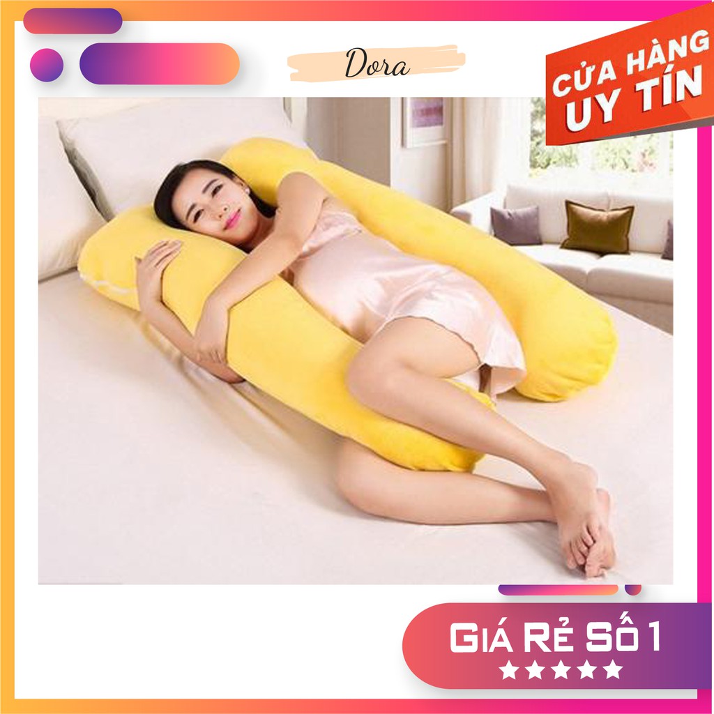 Velboa Fabric หมอนคนท้องรูปตัว U - ขนาด 120x70ซม. - สีเหลือง - Similac Mom IQ