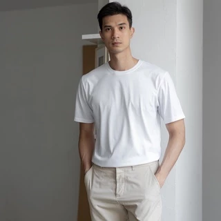 Yuedpao 🔥เสื้อยืดคอกลม ผ้านุ่มใส่สบายมาก เสื้อยืดสีพื้น_สีขาว