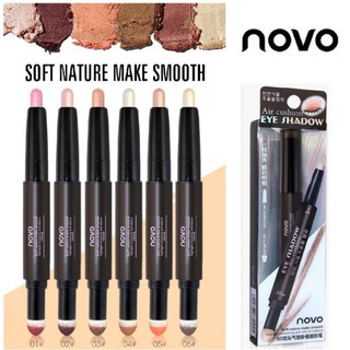 (5100)โนโว NOVO Double Head Eye Shadow Beauty Long-Lasting Waterproof อายแชโดว์ทาตาคุชชั่น 2 หัว