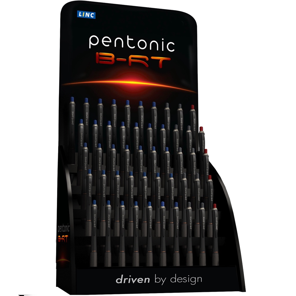 ปากกาลูกลื่น LINC Pentonic B-RT 0.7mm - ถาด 50 ชิ้น Mix (35น้ําเงิน, 10ดํา, 5แดง) - เบาะยาง เขียนนุ่
