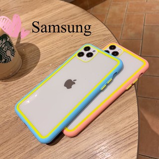 เคสขอบสีสายรุ้ง หลังใสกันกระแทกขอบสีทูโทนVivo Samsung VA01Core,A10s,A20s,A71,A01,A51,Y17/Y12/Y15/Y11