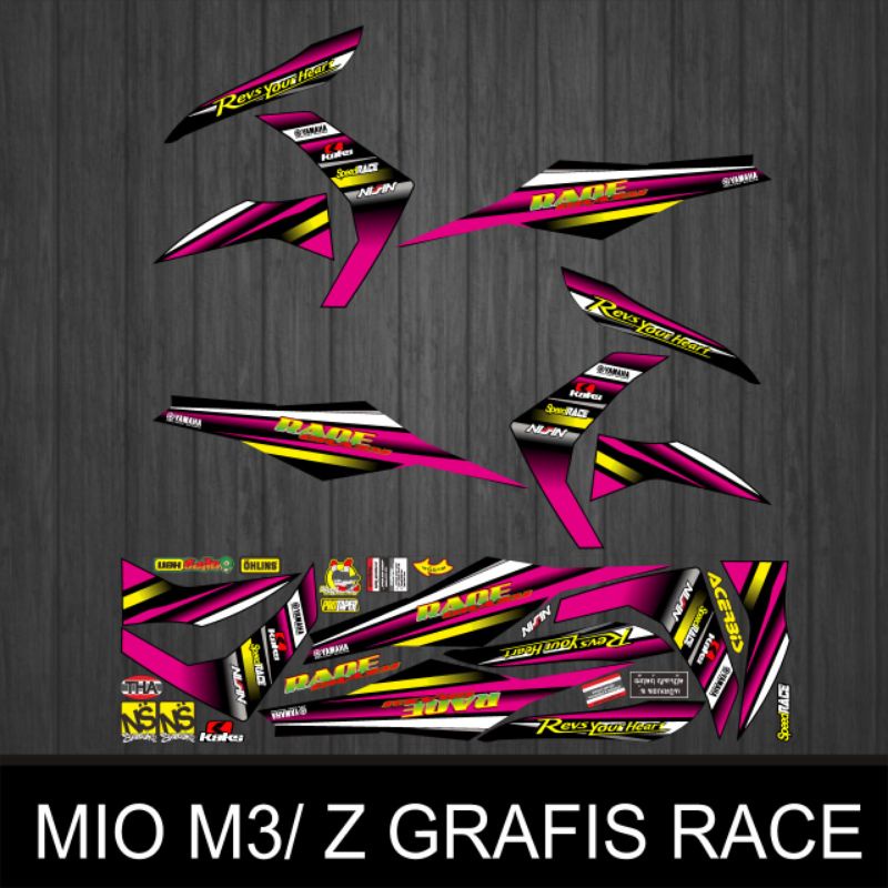 สติ๊กเกอร์รายชื่อแถบตัวรถรถจักรยานยนต์ MIO M3/Z RACE GRAPHICS
