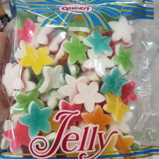 เยลลี้ ควีน jelly 500 กรัม รูปดาว เยลลี่เคลือบน้ำตาลปลาดาว คละสี แต่งขนมเค็ก เยลลี่ทำขนม