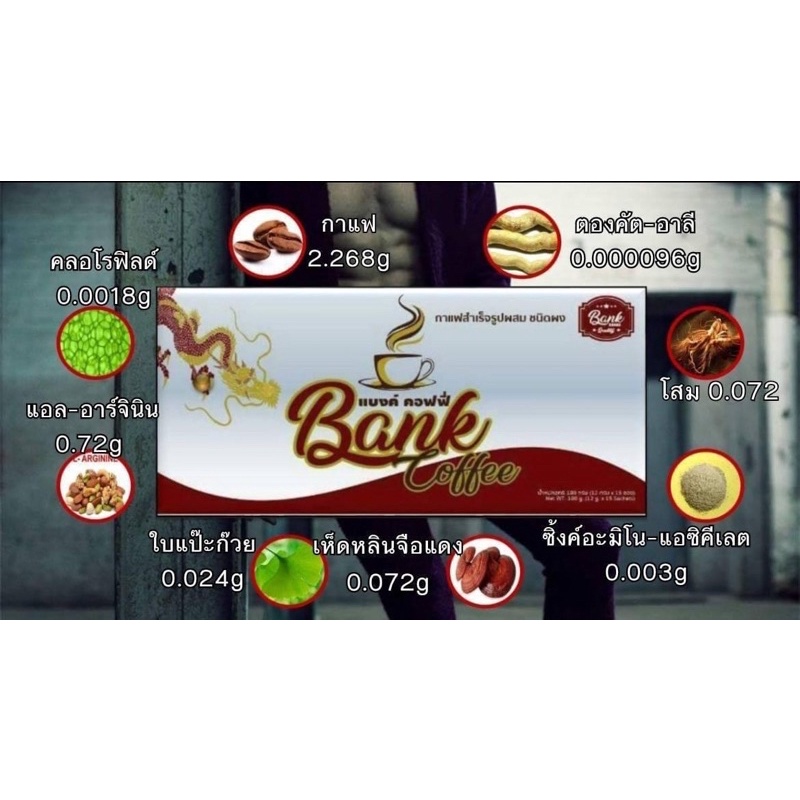 Bankcoffeแบงค์คอฟฟี่กาแฟเพื่อสุขภาพบรรจุ15ซอง#กาแฟเพื่อสุขภาพ