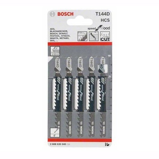 Bosch ใบเลื่อยฉลุจิ๊กซอตัดไม้ รุ่น T144D (1 แผง บรรจุ 5 ใบ)