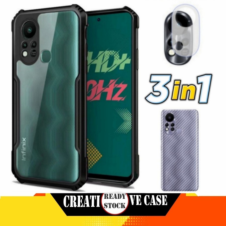 3 INC PACKAGE 1 Case Infinix Hot 11S 2021 Tpu กันกระแทกโปร่งใส - สีดํา