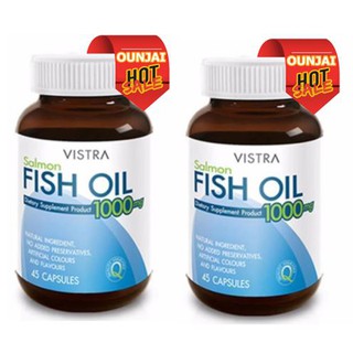 Vistra Salmon Fish Oil 1000mg วิสตร้า ซาลมอน ฟิชออย 1000 มก. 45 เม็ด 2 ขวด