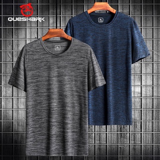 Queshark เสื้อยืดแขนสั้น ลายพราง แห้งเร็ว ระบายอากาศ ทรงหลวม สําหรับผู้ชาย HH356