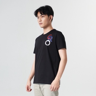 CROCODILE BLACK T-SHIRT WITH GRAPHIC PRINT เสื้อยืดคอกลมทรงคัสตอมฟิตลายกราฟฟิคสีดำ