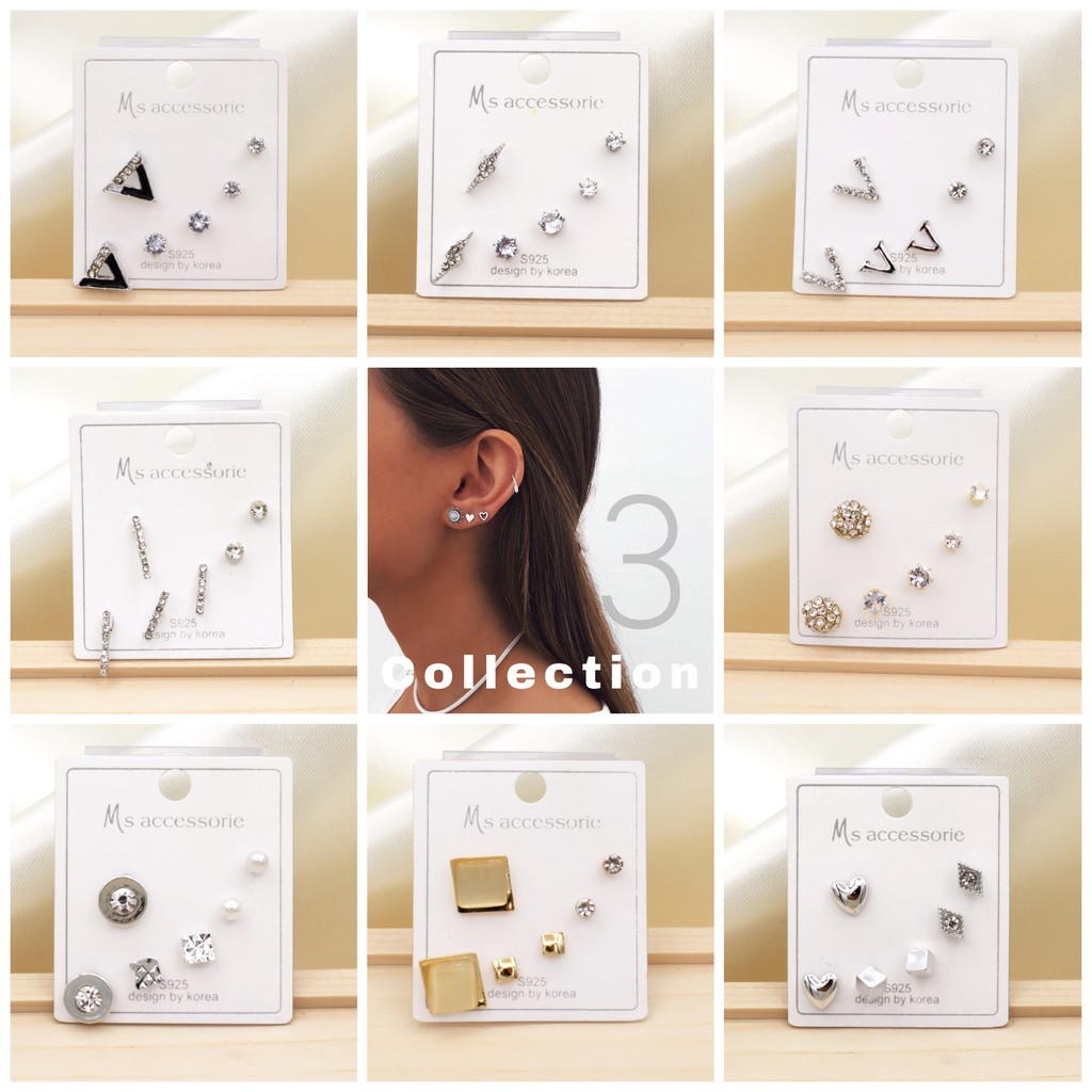 WFH |3| ต่างหู set 3 คู่ Cute earrings everyday look