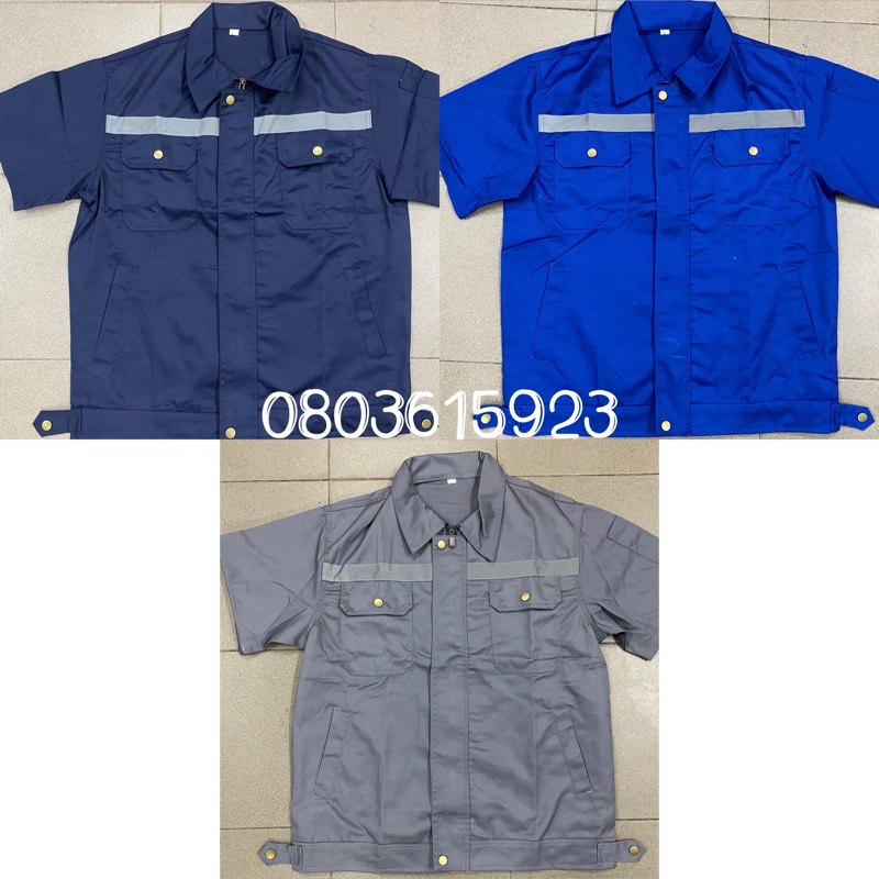 เสื้อช็อปทำงาน แขนสั้น แถบสะท้อนแสง พร้อมส่ง ช็อปทำงาน ช็อปสะท้อนแสง S-6XL สามสีพร้อมส่ง