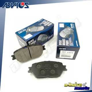 ADVICS ผ้าเบรคหน้า TOYOTA CAMRY ACV30 2.0,2.4 2002-06, WISH 1.8 2003-ON, ALPHARD 2.4,3.0 2002-05 (กล่องน้ำเงิน) (A1N174)