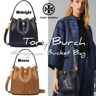 กระเป๋าสะพาย ขนาดเล็ก Tory burch T monogram leather bucket bag