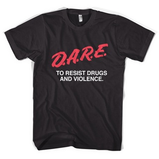 เสื้อยืดคอกลม แขนสั้น พิมพ์ลาย DARE Anti-Drugs สีดํา แฟชั่นฤดูร้อน สําหรับผู้ชายS-5XL