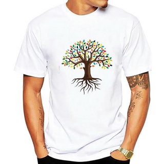 เสื้อยืดผ้าฝ้ายพิมพ์ลายขายดี เสื้อยืด พิมพ์ลาย Tree Of Life สไตล์ฮิปปี้ Wicca Pagan Shaman Yoga 71