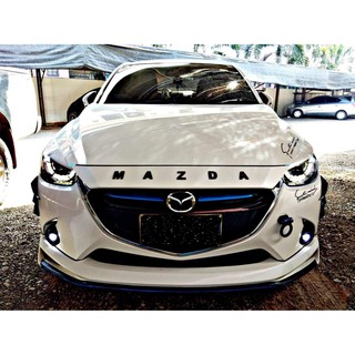 คิ้วไฟหน้า MAZDA 2 SKYACTIV สีขาวมุก ตรงรุ่นปี 2015-2019 ( คิ้วไฟ ครอบไฟ ไฟหน้า Mazda2 2015 2016 2017 2018 2019 ขาวมุก )