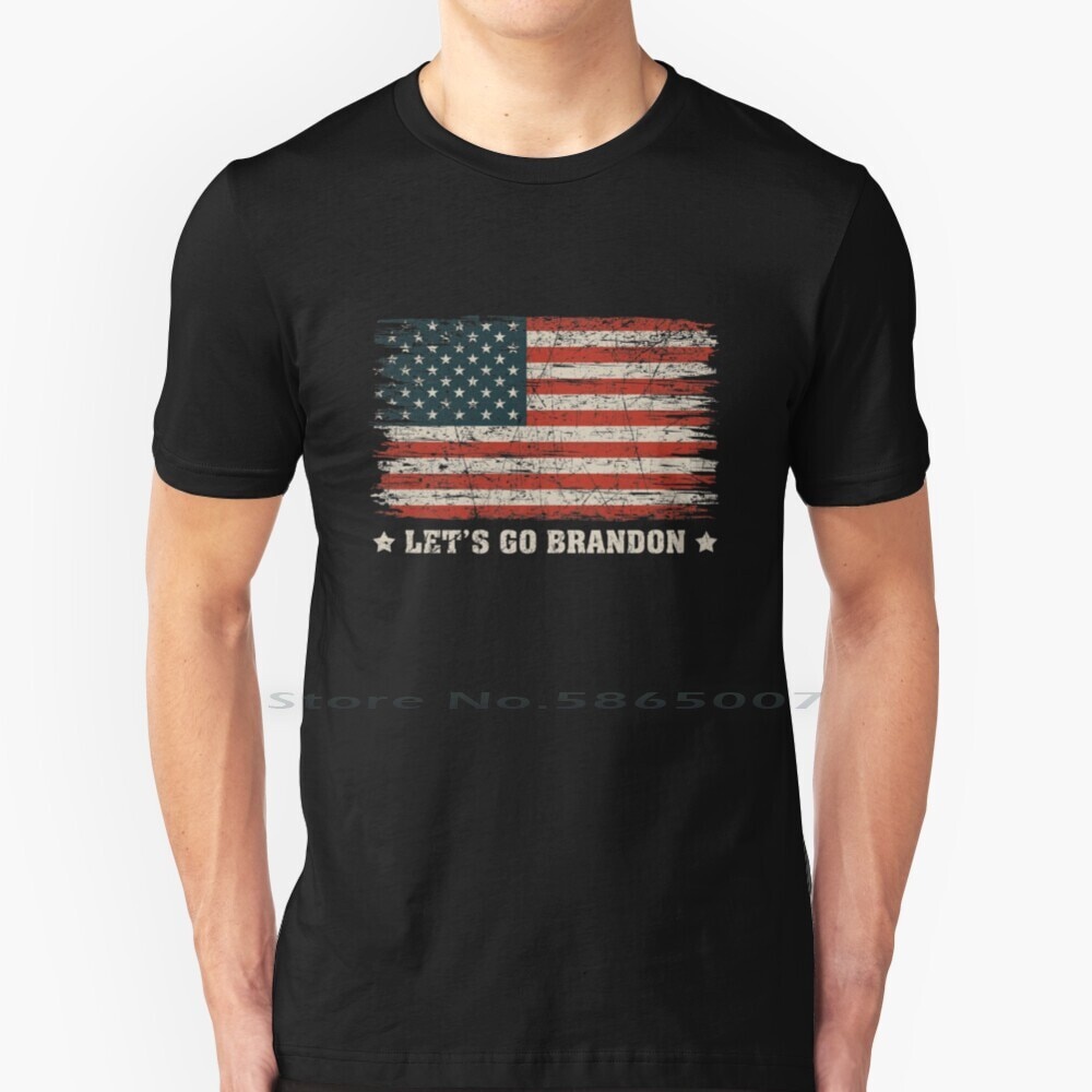 Lets Go Brandon Flag Vintage T เสื้อผ้าฝ้าย 100% Anti Biden Social Club ตลก Joe Biden Brandon สีน้ํา