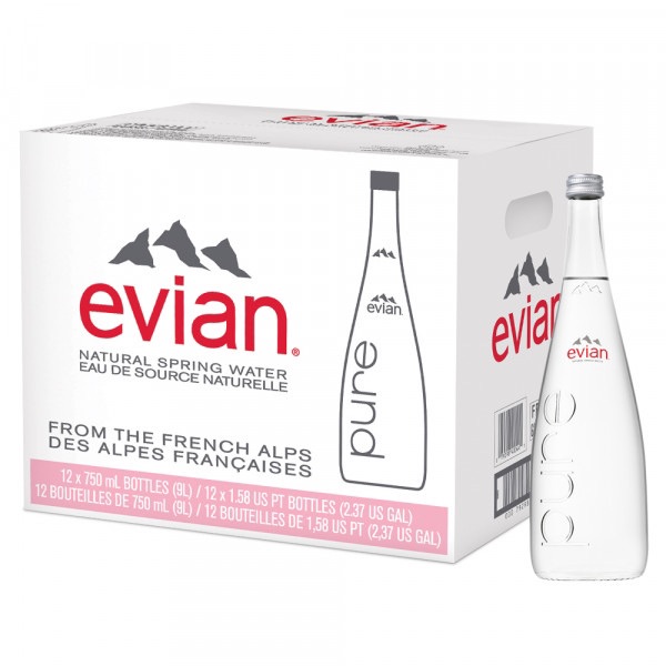 📌ส่งฟรี🌟พร้อมส่ง🌟น้ำแร่ evian ขนาด 750 ml. ขวดแก้ว มี 12 ขวด