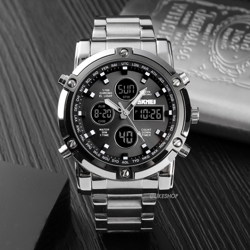 ☫♗☃พร้อมส่งจากไทย SKMEI 1389 แท้ 100% นาฬิกา นาฬิกาข้อมือผู้ชาย สายสแตนเลส นาฬิกาใส่ทำงาน กันน้ำ 2 ระบบ มีเก็บเงินปลายท