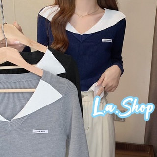 L.A Shop พร้อมส่ง เสื้อไหมพรมแขนยาว คอปกสไตล์นักเรียนเกาหลีมากคิ้วๆ "8K67"