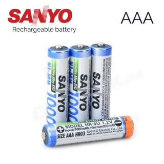 Sanyo ถ่านชาร์จ AAA 1000 mAh NIMH Rechargeable Battery 2 ก้อน