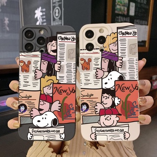 เคสโทรศัพท์มือถือ ขอบสี่เหลี่ยม ป้องกันเต็มเลนส์ ลายสนูปปี้ สําหรับ Samsung Galaxy S22 Plus Note 20 Ultra S21 FE S20