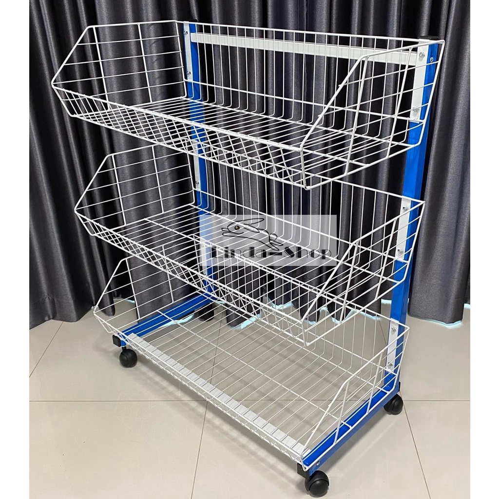 เชลฟ์มินิมาร์ท ชั้นตะกร้า ชั้นวางสินค้า 3ขั้น รุ่นใหญ่ 110c.m.
