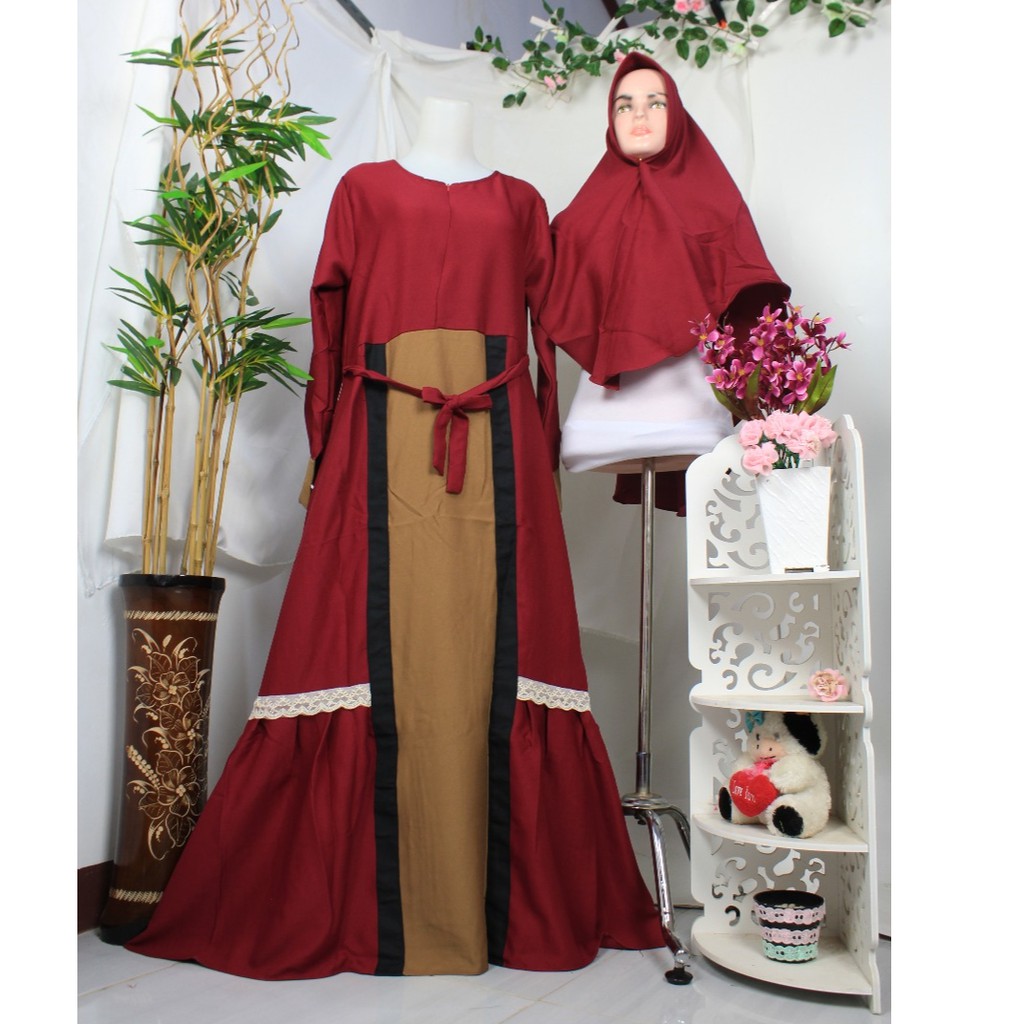 Moscrepe IRINE Gamis Lace Bottom Khimar Set