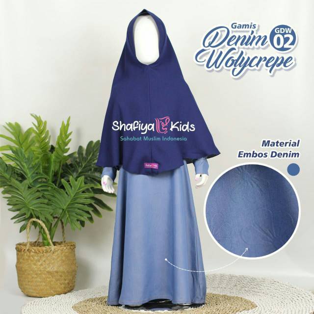 [SK] GDW Gamis Denim Wollycrepe ORI Shafiya Kids