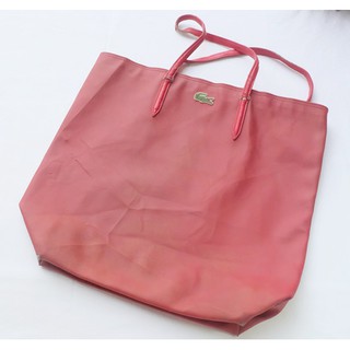 Lacoste Tote Bag size 15" x 17" สีแดงเข้ม มือสอง ของแท้