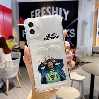 เคสโทรศัพท์มือถือแบบนิ่ม ใส ลาย Stranger things 4 พร้อมช่องใส่บัตร สําหรับ iphone XS XR XSMax 11pro 12 pro 13 pro promax 7 8 plus