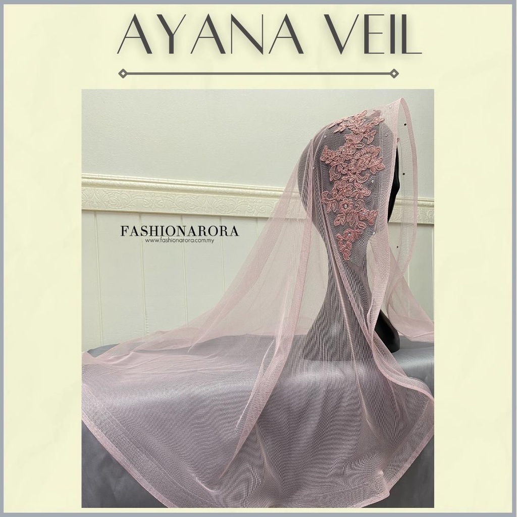 AYANA WEDDING VEIL [LACE + DIAMOND SWAROVSKI + HORSEHAIR] Veil Nikah / Veil Tunang / Sanding Veil /S