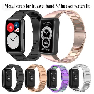 HUAWEI Band 6 อุปกรณ์สวมใส่ สายแสตนเลส สายเหล็ก For Huawei Watch Fit smart watch สายแสตนเลส huawei band 6 smart band